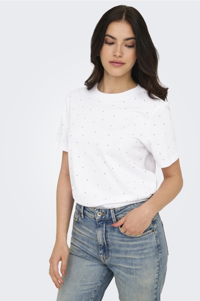 ONLMONJA S/S STUDS TEE JRS 15340939 White/STUDS